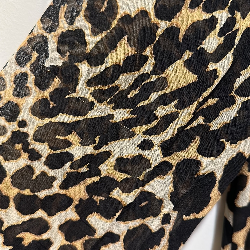 Zara Leopard Sheer Dress Midi long sleeve - Picture 5 of 8